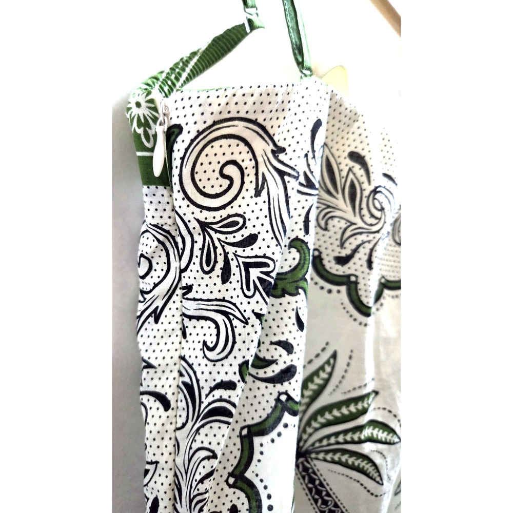 Reve de Soliel Dress S Vacay/Resort Palm Trees Strap Cotton Cream/Green Print - Picture 8 of 11